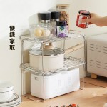 厨房台面收纳架双层金属置物架锅具调料架沥水防滑防锈多功能厨房
