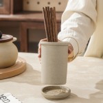 新款双筒粗陶筷子筒可沥水筷子筒双筒家用厨房筷子收纳筒带收纳架
