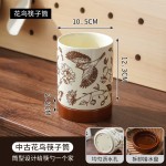 新款双筒粗陶筷子筒可沥水筷子筒双筒家用厨房筷子收纳筒带收纳架
