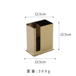 加厚不锈钢方形筷子筒汤匙盒收纳架商用金色餐厅饭店勺子架沥水筒