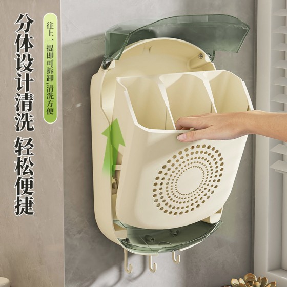 家用壁挂式筷子筒多功能免打孔收纳盒带盖防尘厨房筷子勺子置物架