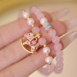 【童趣】天然粉水晶淡水珍珠手链女百搭甜美手串轻奢小众闺蜜手饰