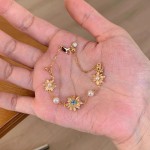中古金色闪钻小雏菊珍珠手链轻奢高级感微镶锆石叠戴手饰