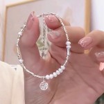 福字碎银子手链新款不规则拼接时尚轻奢小众高级感气质风珍珠手链