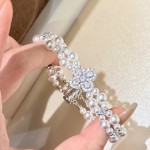 大小冷光施家珍珠璀璨四叶草插片扣双层手链女贵气小众轻奢风手饰