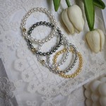 送闺蜜麻灰色水晶珍珠手链金豆豆手串气质款3mm亚麻灰珍珠手链