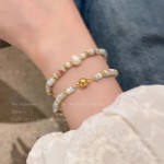 正圆施家珍珠寿山石多巴胺双层手链女百搭轻奢高级感小众时尚手串