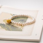 古法金莲蓬莲花天然淡水珍珠手链弹性铃兰花两世欢莲花双生花手串