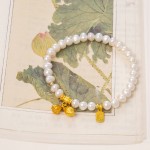 古法金莲蓬莲花天然淡水珍珠手链弹性铃兰花两世欢莲花双生花手串
