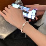 民升 天然母贝猫咪珍珠手链女小众轻奢可爱萌猫碎银手饰品批发