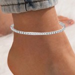 亚马逊新款925纯银脚链女士时尚18k金色满钻锆石脚饰欧美跨境热卖
