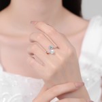 S925纯银戒指女莫桑石戒指女爱心形天然淡水珍珠可调节戒指环批发