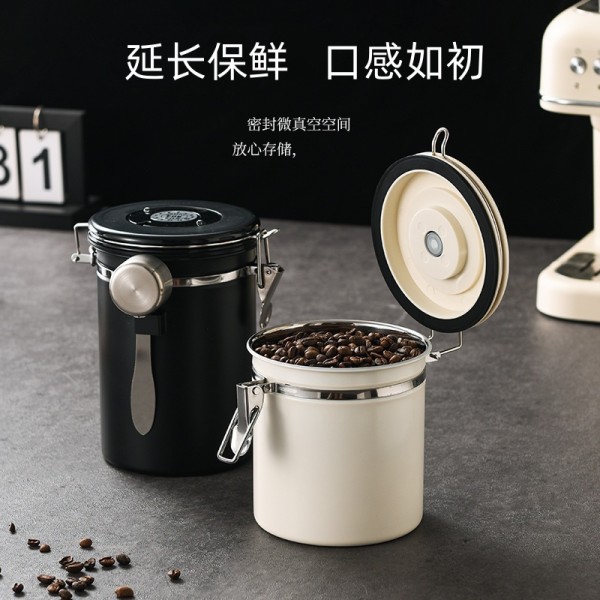 304不锈钢密封罐呼吸密封储物罐带勺奶粉咖啡豆罐奶茶店用品批发