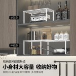 厨房橱柜分层架可伸缩置物架微波炉上方调料汤锅碗碟收纳整理架