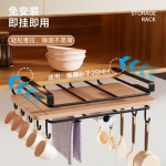 厨房免打孔置物架橱柜纸巾下挂架双层砧板架不锈钢锅盖架吊柜收纳