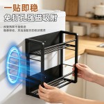 厨房壁挂收纳架磁吸双层纸巾架免打孔保鲜膜卷纸架家用置物架批发