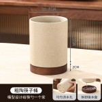 日式粗陶筷子筒家用餐厅ins风陶土刀叉收纳筒可沥水陶瓷筷笼批发