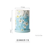花季筷子筒家用陶瓷沥水筷筒2024筷子笼刀叉厨房收纳盒筷子篓跨境