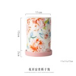 花季筷子筒家用陶瓷沥水筷筒2024筷子笼刀叉厨房收纳盒筷子篓跨境