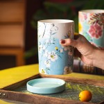 花季筷子筒家用陶瓷沥水筷筒2024筷子笼刀叉厨房收纳盒筷子篓跨境