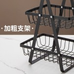 跨境新款木质手提篮铁艺多功能水果篮厨房多层零食收纳置物架批发