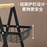 跨境新款木质手提篮铁艺多功能水果篮厨房多层零食收纳置物架批发