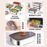 可定制316不锈钢保鲜盒食品级收纳盒密封带盖方盒长方形密封盒
