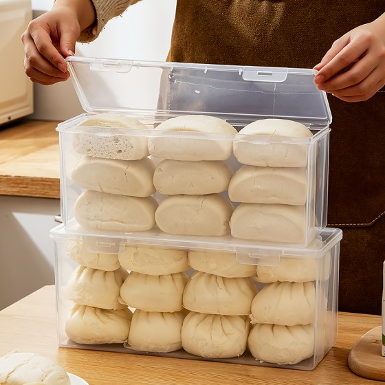 日式馒头收纳盒包子花卷专用密封保鲜盒食品级冰箱水饺冷冻盒