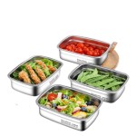 不锈钢保鲜盒食品级饭盒便当盒便携密封带盖方盒子冰箱专用收纳盒