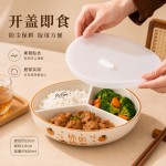 三格分隔陶瓷饭盒带盖微波炉加热便当盒上班族学生餐盒保鲜盒