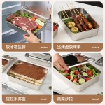304不锈钢食品级冷藏冻保鲜盒钢盖便当盒饭盒冰淇淋收纳餐盒跨境