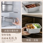 外贸包邮304不锈钢保鲜盒微真空加厚抗菌带盖冰箱收纳盒食物饭盒