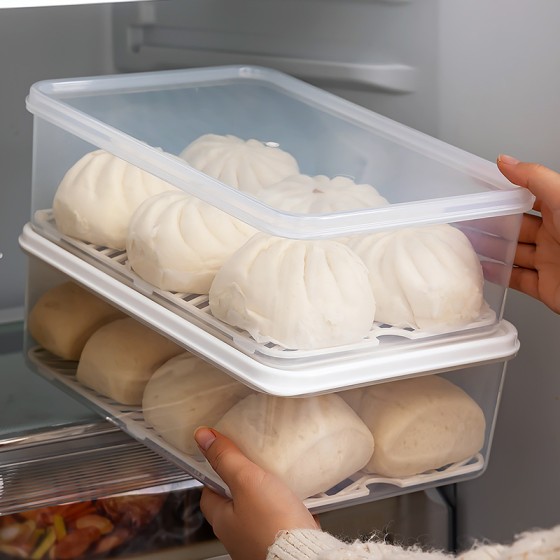 日式包子馒头冷冻专用收纳盒大容量冰箱饺子食品级整理保鲜盒