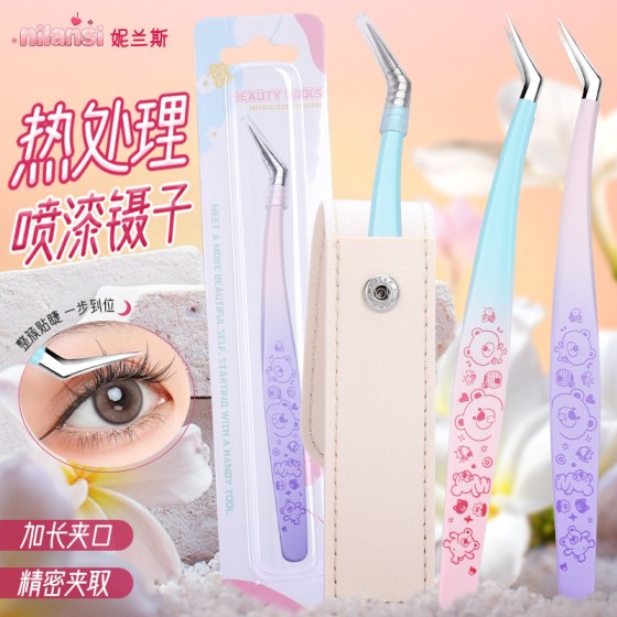 妮兰斯造景贴纸镊子高精密加长款手帐文创金羽夹拼豆工具睫毛镊子