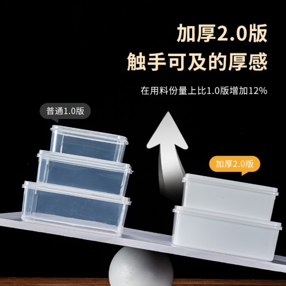 保鲜盒透明塑料盒子长方形密封盒冰箱食品收纳储物盒带盖大号商用
