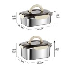 哇噢带盖不锈钢保鲜盒冰箱收纳密封盒耐高温餐厅手提饭盒便当盒