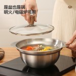 不锈钢洗菜盆沥水篮带刻度搅拌盆304双耳厨房家用淘米漏盆滤水盆