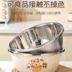食品级加厚不锈钢洗菜盆厨房家用烘焙盆洗水果沥水篮新款加深漏盆