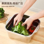 不锈钢方形沥水篮家用厨房水槽洗菜盆双耳冲孔果蔬淘米滤水篮批发
