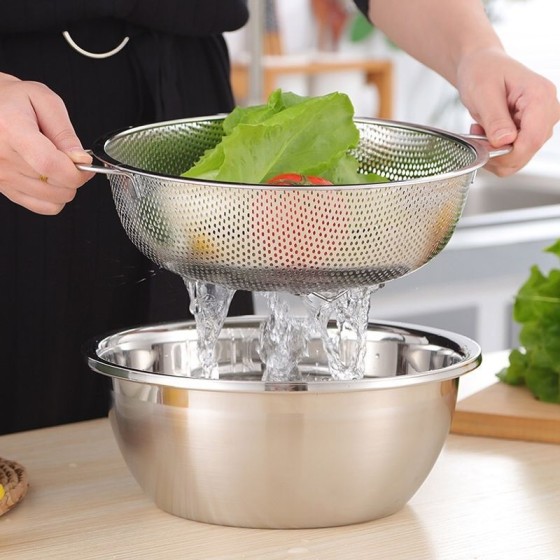 不锈钢沥水篮洗菜篮加厚家用盆水果篮洗菜盆淘米盆厨房沥水盆精品