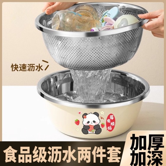 不锈钢沥水篮洗奶瓶盆厨房家用洗水果洗菜篮淘米盆筛漏盆和面盆