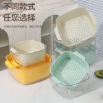 双层沥水篮家用厨房带耳防滑方形洗菜盆特大号洗菜篮多功能滤水篮