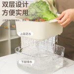 双层沥水篮家用厨房带耳防滑方形洗菜盆特大号洗菜篮多功能滤水篮