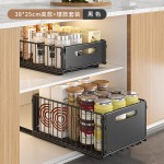 厨房抽拉式置物架橱柜内可伸缩滑轨抽屉放碗碟锅具收纳架调料拉篮