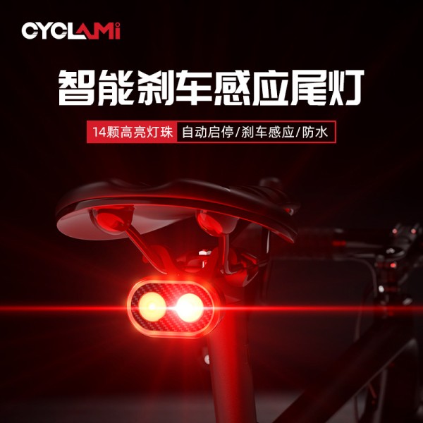 CYCLAMI自行车灯USB充电公路车夜骑行刹车灯智能感应骑行尾灯山地