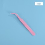 DIY彩色尖头弯头夹子 粉色马卡龙不锈钢镊子睫毛手工手账镊子工具