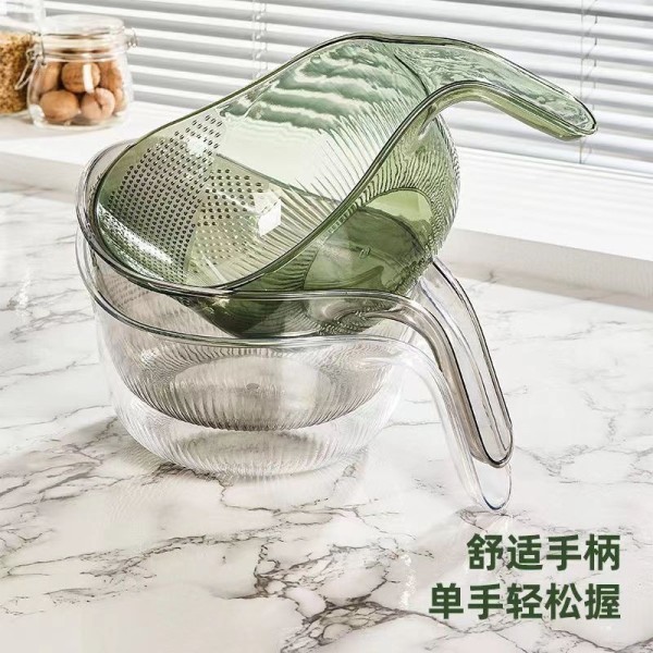 小米筛厨房淘米神器多功能洗米筛淘米盆过滤自带手柄洗菜盆沥水篮