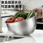 304不锈钢斜口淘米盆家用食品级洗菜盆厨房沥水篮洗米筛过滤漏盆