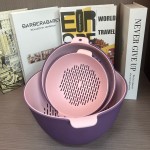 家用厨房蔬菜水果清洗双层加厚沥水篮六件套 塑料圆形漏水菜篮子