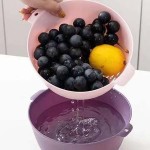 家用厨房蔬菜水果清洗双层加厚沥水篮六件套 塑料圆形漏水菜篮子